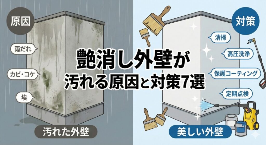艶消し外壁が汚れる原因と対策7選