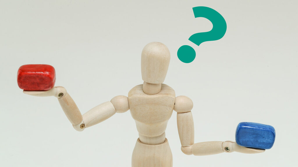 2つで悩む人のイメージ画像