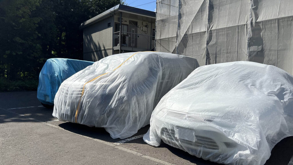 飛散防止策を講じている画像