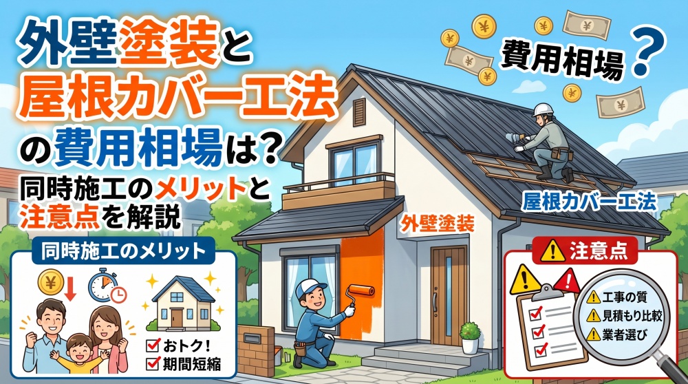外壁塗装と屋根カバー工法の費用相場は？同時施工のメリットと注意点を解説