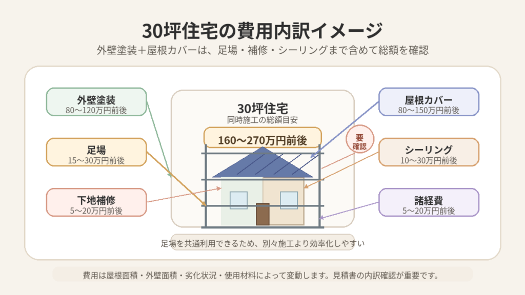 費用の内訳と相場の出し方:30坪をケースに具体シミュレーション